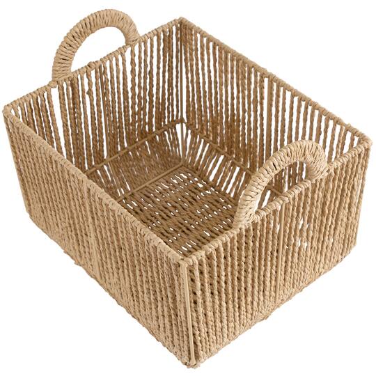 Simplify Large Vertical Weave Storage Basket with Round Handles